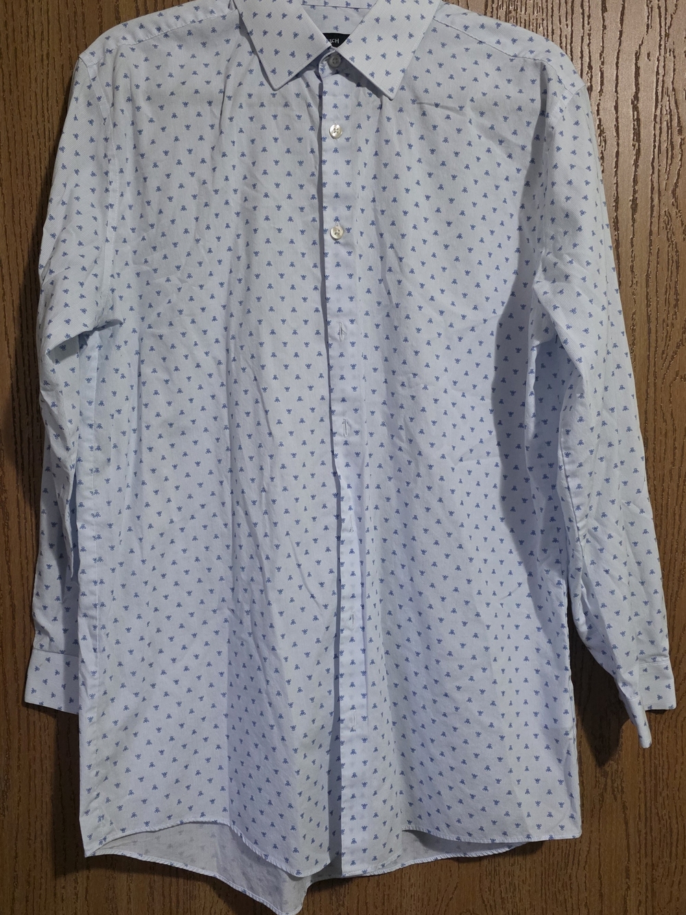 jf j.ferrar Light Blue Patterned Dress Shirt with Navy Micro-Triangles